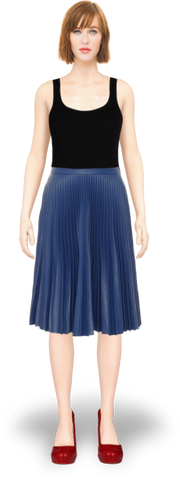 PU PLEATED MIDI SKIRT